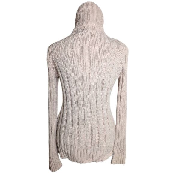 Eddie Bauer Vintage Y2K Beige Cream Chunky Big Collar Cable Knit Cardigan XS - Picture 2 of 5